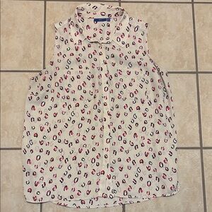 Apt. 9 Cream and Pink Leopard Print Tank Top